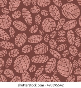 Seamless pattern with simple textured hand drawn leaves  Illustrator 8 format