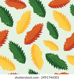 seamless pattern with simple tree leaf design in abstract style drawn with black outline, vector illustration