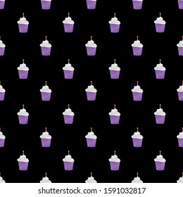 
seamless pattern with simple and unique cake and candle illustration design. white background. for birthday theme wallpapers and graphic design needs. can print on fabric. vector
