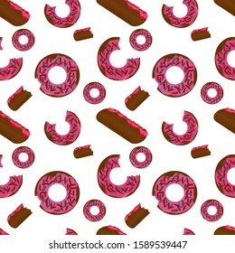
seamless pattern with a simple and unique donut cake illustration design. white background. for cake theme wallpapers and graphic design needs. can be printed on fabric. vector