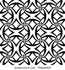
Seamless pattern, simple vector, repeating background, endless print, white and black, modern pattern, twisted lines, print for textiles, vector lines, beautiful background