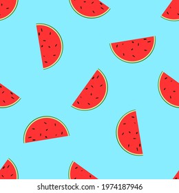 A seamless pattern of a simple watermelon slice, an element for menus, banners, and postcards.