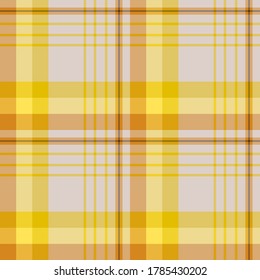 Seamless pattern in simple yellow, orange, gray colors for plaid, fabric, textile, clothes, tablecloth and other things. Vector image. 