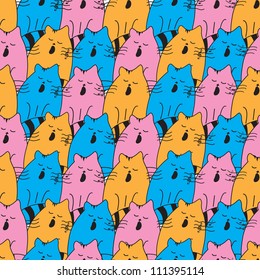 Seamless pattern with singing cats. Can be used for wallpaper, pattern fills, web page background, surface textures, textiles for children