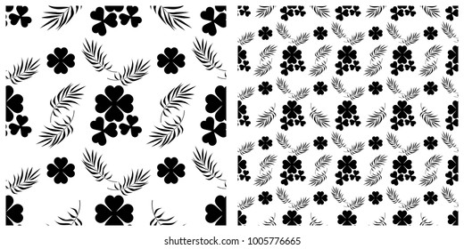 Seamless pattern in single layer of clover leaves.