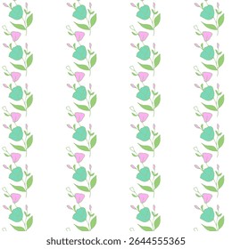 Seamless pattern with single stylized flower on soft background. Minimal floral design with hand-drawn charm.