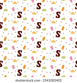 patrón sin fisuras Sinterklaas carta de chocolate dulces sobre fondo blanco Holandés Vector de vacaciones Fondo de pantalla textil giftwrap
