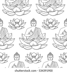 Lord Buddha Black And White Stock Vectors Images Vector