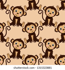 seamless pattern with sitting monkey - vector illustration, eps