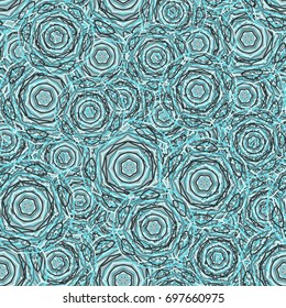 Seamless pattern. Six-sided figures with an openwork structure located chaotically. 