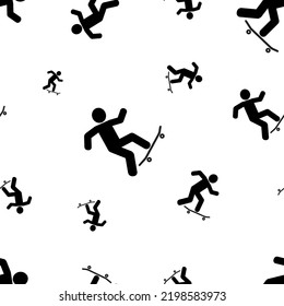 seamless pattern with skateboarding icon