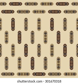 Seamless pattern with skateboards for design fabric,backgrounds, package, wrapping paper, covers, fashion
