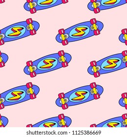 Seamless pattern with skateboards or longboards. 