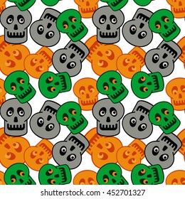 Seamless pattern with skeleton silhouette. Vector clip art.