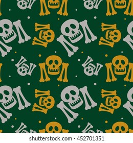Seamless pattern with skeleton silhouette. Vector clip art.
