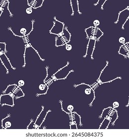 Nahtloses Muster mit Skeletten für Halloween oder Tag der Toten Feier.
