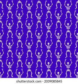 Seamless pattern with skeletons on a purple background . Halloween pattern .Vector illustration 