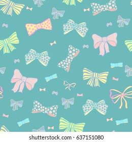 Seamless pattern with skerchy bows