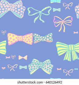 Seamless pattern with skerchy bows