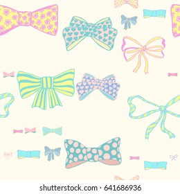 Seamless pattern with skerchy bows