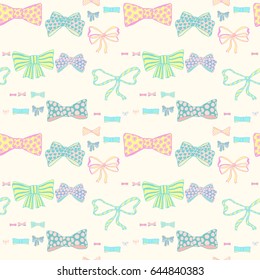 Seamless pattern with skerchy bows