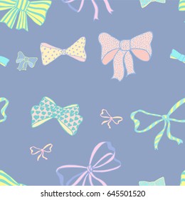 Seamless pattern with skerchy bows