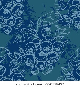 Seamless pattern sketch. Blueberry pattern vector sketch. Blueberry seamless pattern hand drawing. Blueberry seamless pattern vector doodle.