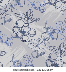 Seamless pattern sketch. Blueberry pattern vector sketch. Blueberry seamless pattern hand drawing. Blueberry seamless pattern vector doodle.
