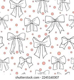 seamless pattern sketch bows on a white background