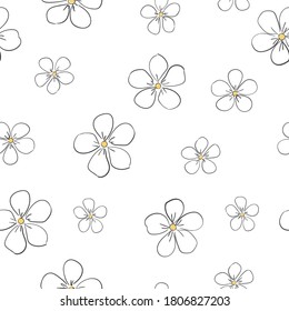 Seamless pattern sketch chamomile flowers design print background for textile and fabric ornament vector illustration 