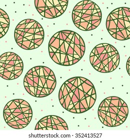 Seamless pattern with sketch circles. Hand drawn abstract background in vector format. Colorful childish pattern. Grunge style