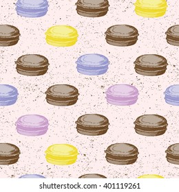 Seamless pattern. Sketch of colorful macaroons. Vector illustration set Macaroon.