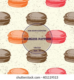 Seamless pattern. Sketch of colorful macaroons. Vector illustration set Macaroon.