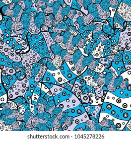 Seamless pattern Sketch cute background. Doodles black, blue and neutral on colors. Nice pattern for wrapping paper vector.