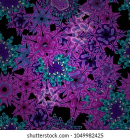 Seamless pattern Sketch cute background. Doodles violet, black and blue on colors. Nice pattern for wrapping paper vector.