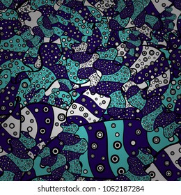 Seamless pattern Sketch cute background. Doodles blue, black and white on colors. Nice pattern for wrapping paper vector.
