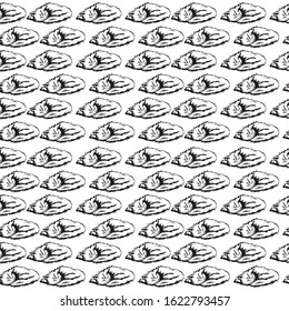 seamless pattern of sketch drawn sleepy cats