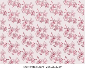 seamless pattern of sketch flamboyant flowers vector illustration.Poinciana tree texture