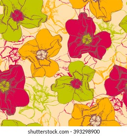 Seamless pattern with sketch flowers.