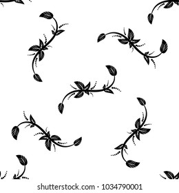 Seamless pattern with sketch flowers and leafs. Hand drawn