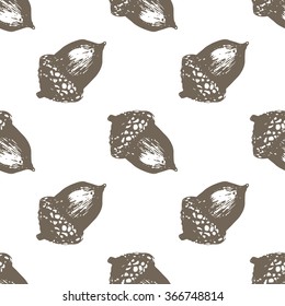 Seamless pattern sketch hand drawing acorn. Pattern for packaging