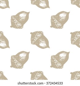 Seamless pattern sketch hand drawing acorn. Pattern for packaging