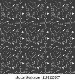 Seamless pattern with sketch hand drawn arrows. Vector illustration.