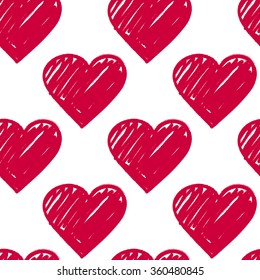 seamless pattern from sketch heart. Vector illustration