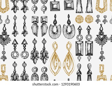 Seamless pattern with sketch jewelry