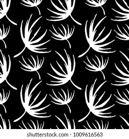 Seamless pattern with sketch leaves. Background texture in black and white