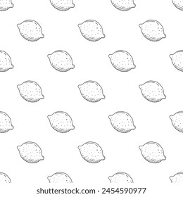 Seamless pattern with sketch lemon. Vector hand drawn doodle background