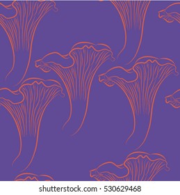 seamless pattern sketch mushrooms on a blue background, vector illustration