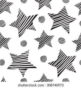 seamless pattern from sketch star. Vector illustration