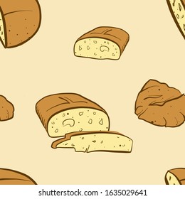 Seamless pattern of sketched Ajdov Kruh bread. Useable for wallpaper or any sized decoration. Handdrawn Vector Illustration